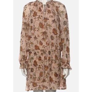 Paige Floral Paisley Tiered Mini Dress sz S: V Neck Ruffle, Smocked Waist, Flowy